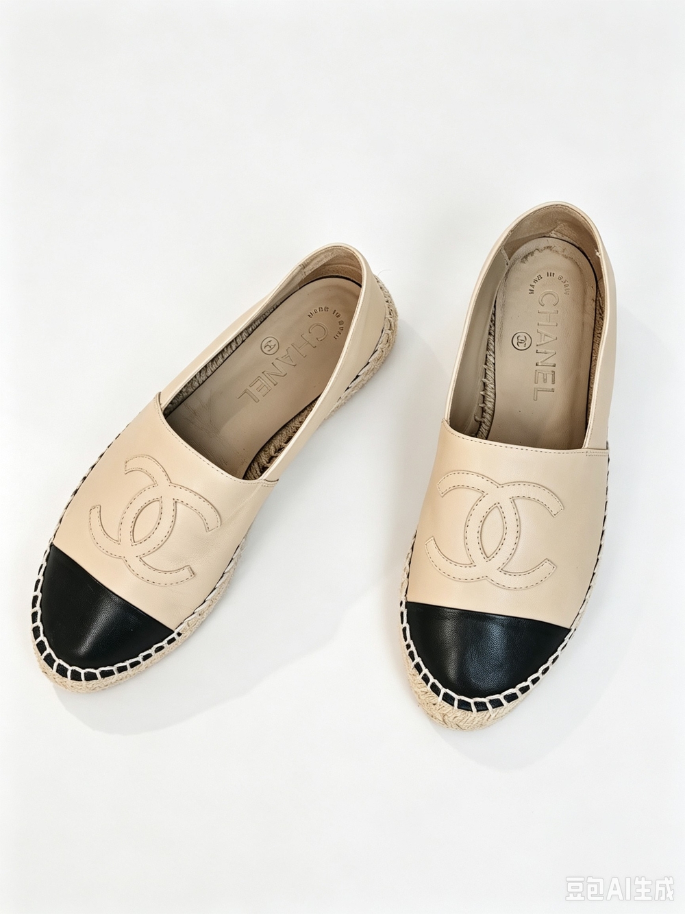 CHANEL Beige Lambskin CC Espadrilles